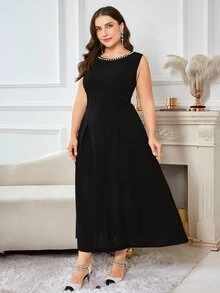 Modelyn Women's Long Sleeve Cardigan & Maxi Dress Set, Slimming Elegant Casual Commute Autumn/Winter Plus Size 2 Pieces Outfit - Multicolor - View 5