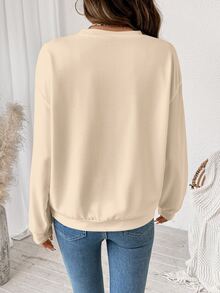 SHEIN LUNE 女款運動衫，西式萬聖節圖案，現代度假遊牧風休閒時尚四季百搭女款鄉村音樂演唱會穿搭，西式女裝，遊牧風波希米亞，學院風返校校園穿搭，夜店穿搭，青年休閒風 - 白色 - 查看 2