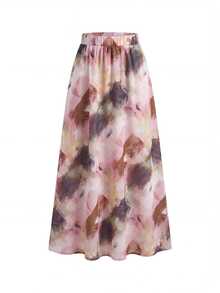 SHEIN Clasi Sleeveless Tie Waist Top And A-Line Printed Skirt Set, Comfortable And Easy To Wear - Pink - View 2