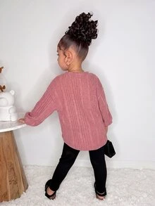 Young Girl Embroidered Round Neck Long Sleeve T-Shirt And Pants Set - Multicolor - View 2