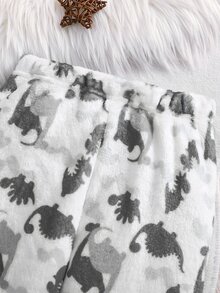 小男孩睡衣2件套 恐龍刺繡保暖柔軟親膚抓絨長袖褲家居服套裝 - 灰色 - 查看 5