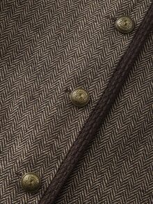 LUMIGAL Mantel Kancing dengan Trim Kontras Kasual untuk Komuter Wanita, Musim Gugur/Dingin - Coffee Brown - View 6
