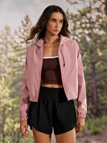 Exploreva Exploreva Women's Minimalist Zipper Pocket Long Sleeve Outdoor Softshell Jacket - Pink - View 3