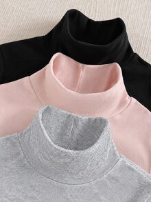 SHEIN Tween女孩款 多功能休閒貓咪印花3件套 高領長袖抓絨內層打底衫T恤 - 彩色 - 查看 3