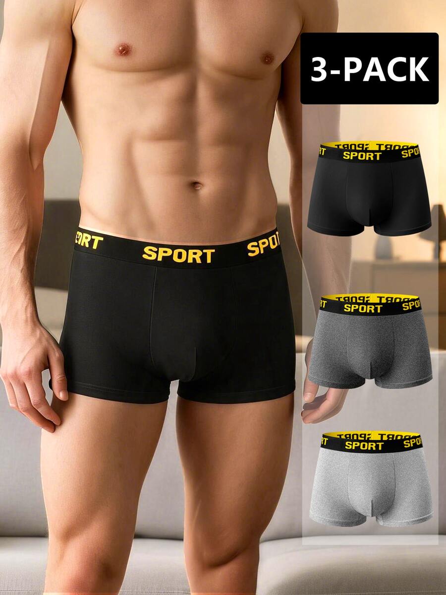 Manfinity Underwear&Sleepwear Basics Men's 3-Pack Minimalist Boxer Briefs - Multicolor - View 1