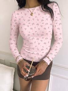CovetEZ 95%棉 全印花 女款方領長袖T恤 - 彩色 - 查看 4