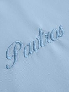 PAVTROS 男士字母刺繡圖案休閒日常穿著T恤 - 藍色 - 查看 2