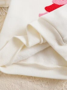 SHEIN 嬰兒紅色聖誕樹與字母刺繡毛巾圖案白色圓領長袖套頭運動衫 - 米色 - 查看 8