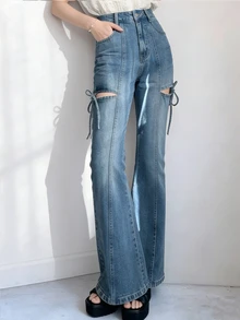 DAZY Women's Casual Daily Travel Denim Jeans With Pockets And Buttons - Blue - View 2