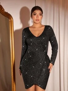 Cravure Plus Size Dresses - Black - View 2