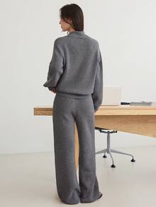 Dazy-Less Women Sweater Co-Ords - Dark Grey - View 2