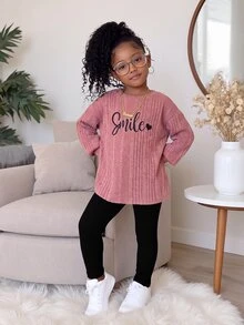 Young Girl Embroidered Round Neck Long Sleeve T-Shirt And Pants Set - Multicolor - View 1