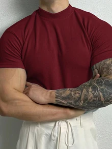 Gym Rark 男士短袖圓領休閒日常運動純色T恤 - 彩色 - 查看 4