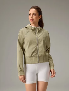 OutZeal Women Outdoor Jacket Hiking Camping Lightweight Vent Back Zip Up Hooded Jacket - Green - View 6