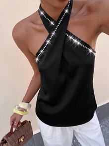 Lavishia Women's Summer Orange Printed Blouse Romantic Vacation Beach Outfit - Black - View 7