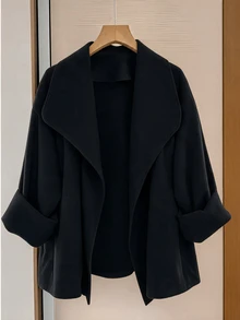 GlowEve CURVE Plus Size Elegant Fashionable Lapel Trench Coat Jacket Streetwear - Multicolor - View 1