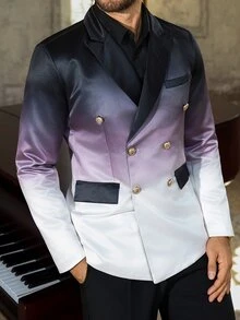 Manfinity Mode Men's Winter Jacket, Stylish Casual Gradient Suit Jacket, Suitable For Banquets, Weddings, And Hosting Formal Events - Multicolor - View 5