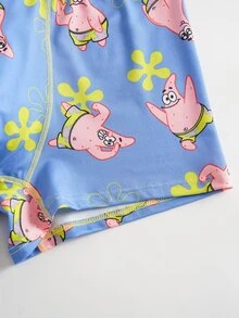 SpongeBob SquarePants | SHEIN Men's Cartoon Print Personalized Square Bottom Briefs - Purple - View 6