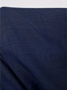 SHEIN CURVE+ 大尺碼女款素色百褶休閒百搭日常穿著長褲 - 藏蓝色 - 查看 6