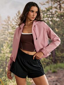 Exploreva Exploreva Women's Minimalist Zipper Pocket Long Sleeve Outdoor Softshell Jacket - Pink - View 1