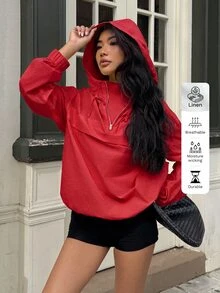 SHEIN EZwear Red Casual Lightweight Woven Women's Jacket - Red - View 5
