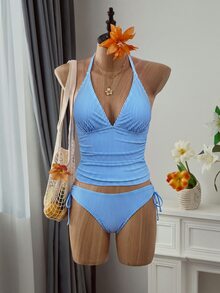 SHEIN Swim 女款兩件式熱帶碎花度假休閒比基尼套裝 - 彩色 - 查看 2