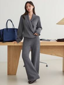 Dazy-Less Women Sweater Co-Ords - Dark Grey - View 1