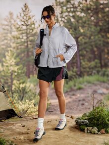 Exploreva Women's Simple Versatile Pocket Zipper Long Sleeve Sun Protection Jacket - Mauve Purple - View 5