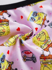 SpongeBob SquarePants | SHEIN 4pcs Girls Toddler Triangle Panties Digital Print All-Over 2pcs + Heat Transfer 2pcs Cute & Adorable 4-7Y - Pink - View 8