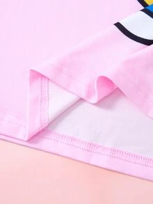 HELLO KITTY AND FRIENDS | SHEIN Kaos Lengan Pendek Kasual Harian untuk Anak Perempuan Tween dengan Cetak Kartun Huruf - Berwarna merah muda - View 10