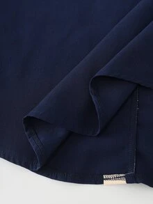 Balvessa Women's Contrast Color Stand Collar Blouse & Skirt Commuter Two Pieces Set - Navy Blue - View 7