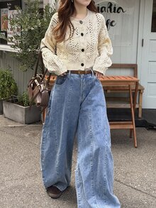 FRIFUL Setelan Sweater Wanita 2 Potong dengan Desain Berongga dan Kancing Satu Baris, Cocok untuk Kencan, Liburan, Pesta, Brunch, Warna Putih Krem untuk Musim Gugur dan Musim Dingin - Khaki - View 4