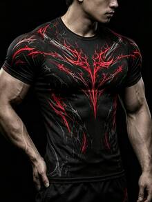 RISE LYT Men's Sports Crew Neck Short Sleeve Printed T-Shirt - Multicolor - View 3