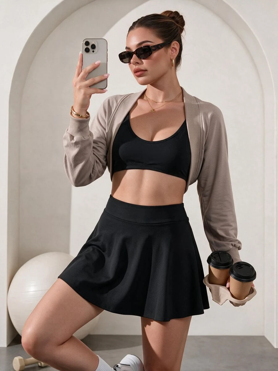 Easithlete Easithlete Women's Solid Color Casual Daily Travel Sports Jacket - Brown - View 1