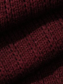 Dazy Plus Red New Year Christmas Off-Shoulder Korean Style Autumn/Winter New Pullover Sweater - Burgundy - View 6