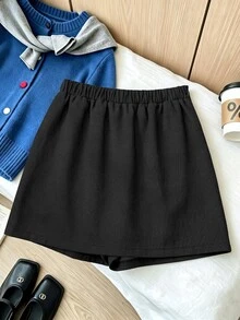 GlowEve CURVE Plus-Size Women's Solid Color Casual Versatile Skirt Pants - Dark Grey - View 2