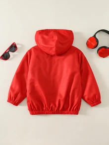 SHEIN 兒童男童 1件冬季卡通印花保暖內裡連帽外套，可愛街頭 Y2K 風格，適合度假、生日派對、開學季、萬聖節，Super Tops - 彩色 - 查看 2
