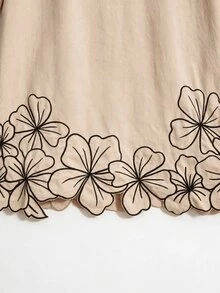 Medorina Women's Fashion Embroidered Long Sleeve Dress For Vacation And Dating - Apricot - View 5
