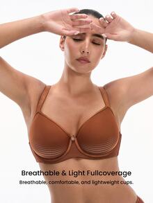 LUVLETTE Dream Curve Air Halloween Full Coverage Airy Breathable Sheer Brown Mesh Spacer Cup Women Bra - Coral Orange - View 3