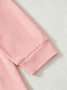 Genkimix Kids 少女款 2 件式復古美式學院風棕色上衣與寬腿褲套裝，休閒秋季長袖圓領穿搭 - 粉色 - 查看 10