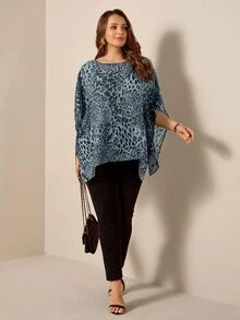 Comfylo Plus Size Blouses - Dusty Blue - View 3