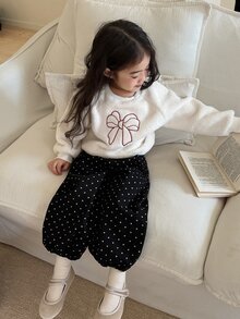 DAZY Infant (Girl) Polka Dot Loose Casual Denim - Black - View 6