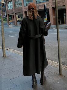 DAZY Women's Long Overcoat, Classic Fashion, Suitable For Dating, Vacation, Party, Daily Outings, Gatherings, Outdoor Activities, Commuting, Street Style - Black - View 5