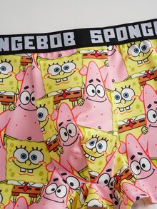SpongeBob SquarePants | SHEIN Men's Letter & Cartoon Print Casual Everyday Boxer Briefs - Multicolor - View 5