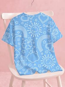 SHEIN X Care Bears Women's Round Neck Short Sleeve Cartoon Print T-Shirt - White - View 2