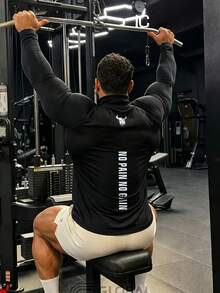 GymBeat Men's Long Sleeve High Neck Sports T-Shirt - Black - View 1