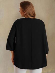 SHEIN CURVE+ Plus Size 22W Women's Early Spring Purple Red 3/4 Sleeve Shirt Fall - Black - View 2