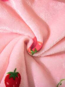 SHEIN 女嬰針織可愛仿皮草草莓圖案連帽休閒居家服 - 彩色 - 查看 8