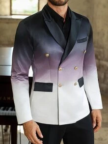 Manfinity Mode Men's Winter Jacket, Stylish Casual Gradient Suit Jacket, Suitable For Banquets, Weddings, And Hosting Formal Events - Multicolor - View 2