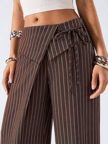 LYSMO Plus Size Women Striped Casual Daily Wear Suit Pants - Multicolor - View 7